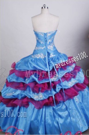 Ruching Layers Beaded Sweetheart Sweet 15 Dresses in Red and Blue
